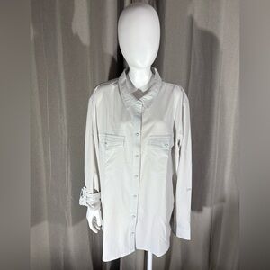Eddie Bauer Ivory Button-Up Travel Blouse
